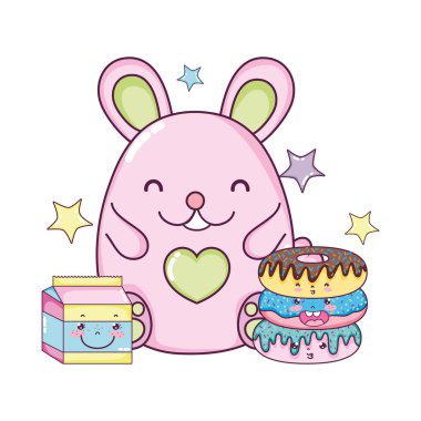 kawaii çörek ve süt dişi fare