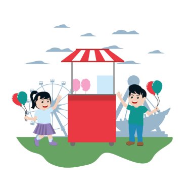 mutlu çocuklar karnaval dükkanı satın alma