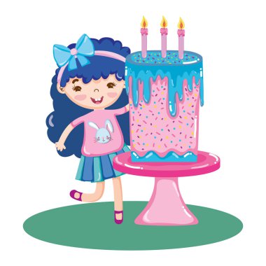 tatlı pasta ve canddles ile parti kız