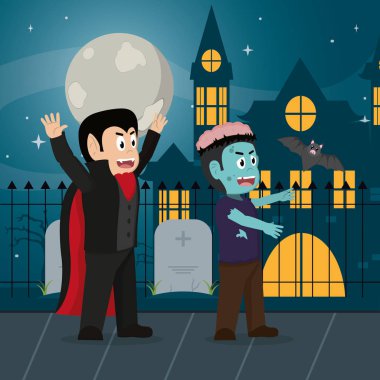 Çocuklar Cadılar Bayramı karikatür