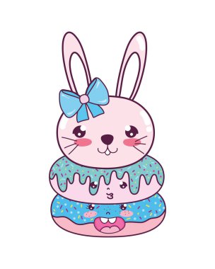 Kawaii sevimli tavşan kafası ve çörek