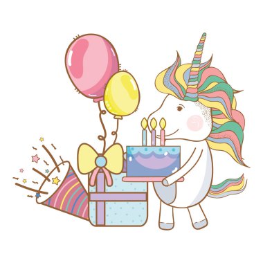 İyi ki doğdun tek boynuzlu at karikatürler