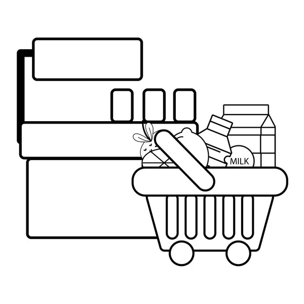 Compra cajero supermercado blanco y negro — Archivo Imágenes Vectoriales