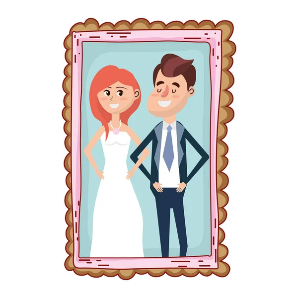 Mariage portrait dessin animé — Image vectorielle