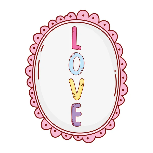 Love vintage frame drawing — Stock Vector
