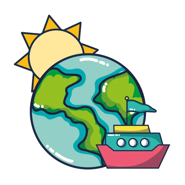 Sonne und Erde Karikatur — Stockvektor
