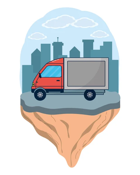 Lading vrachtwagen voertuig — Stockvector