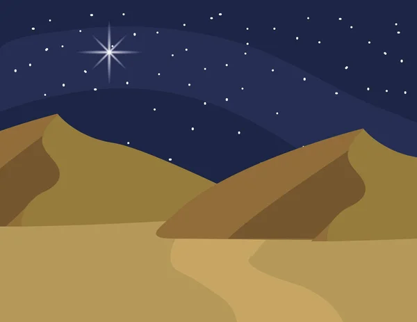 Wüste bei Nacht Cartoon — Stockvektor