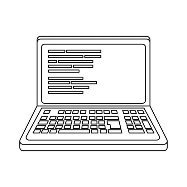 Περίγραμμα φορητό υπολογιστή προγραμματισμού κώδικα web τεχνολογία — Διανυσματικό Αρχείο