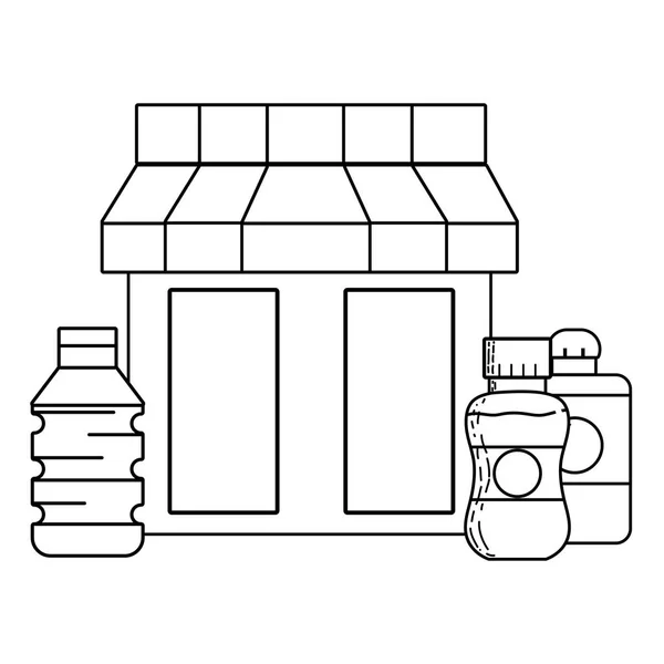 Negocio de la tienda de supermercados blanco y negro — Vector de stock