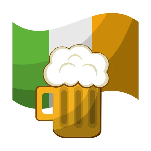 St patricks dia cerveja e bandeira design —  Vetores de Stock