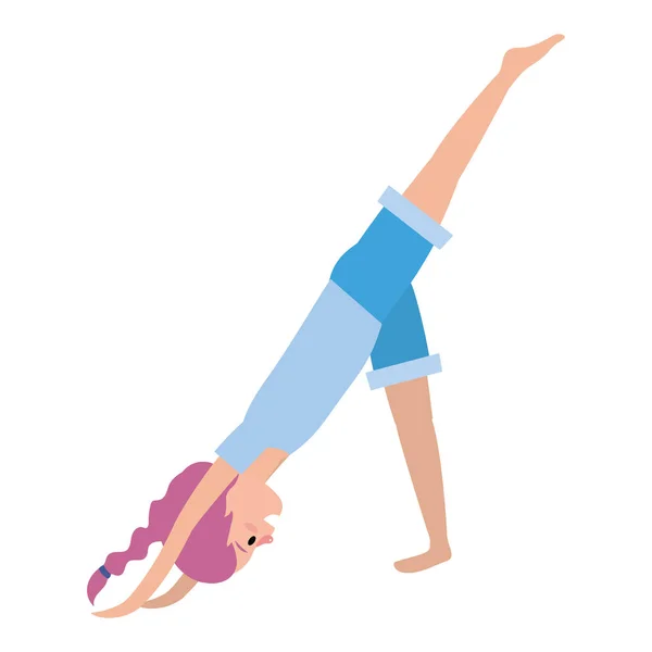 Fit Woman Practicando Yoga — Vector de stock