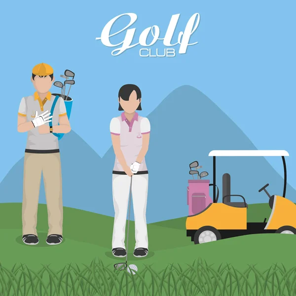 Golf spelers cartoon — Stockvector