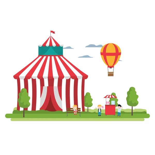 Цирк с магазинным карнавалом и воздушным шаром — стоковый вектор