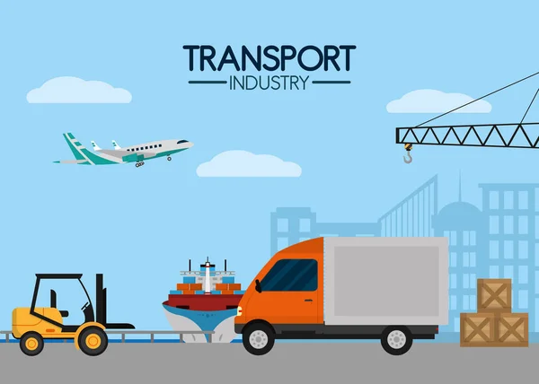 Concepto de industria del transporte — Vector de stock