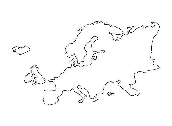 ラインのヨーロッパ大陸の地理学地図デザイン — ストックベクタ