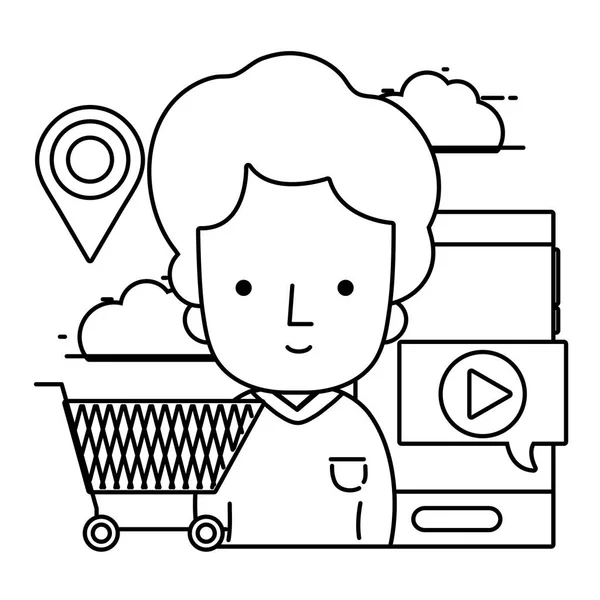 technology e-commerce shopping cartoon