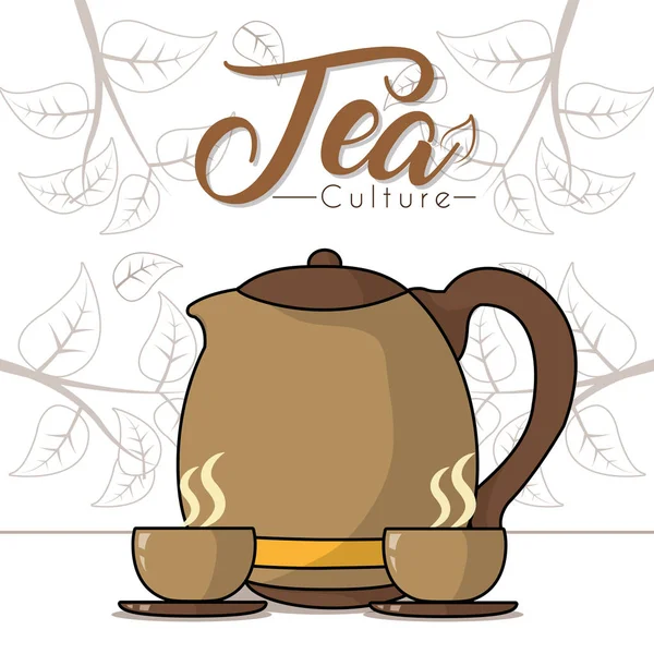 Szklanki gorącej herbaty z czajnikiem — Wektor stockowy