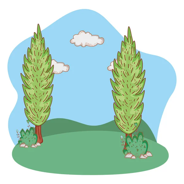 Al aire libre paisaje paisaje dibujos animados — Vector de stock