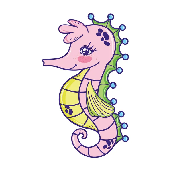 Cute seahorse tropical sea animal — Stock Vector