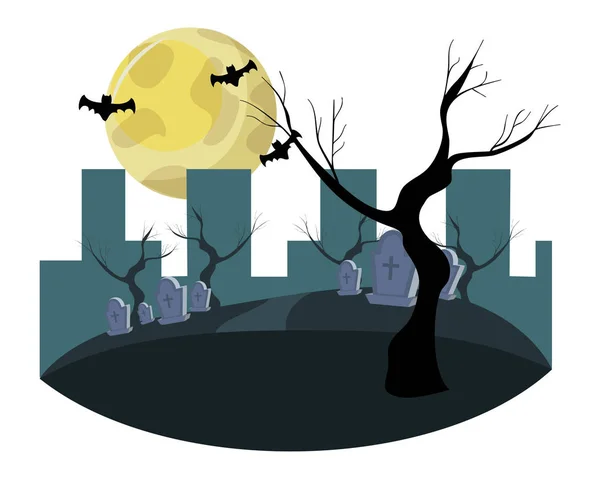 Halloween città di notte — Vettoriale Stock
