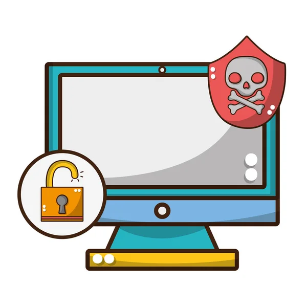 CyberSecurity fenyegetés rajzfilm — Stock Vector