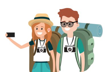 Turist çift çizgi film
