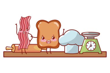 mutfak eşyası ve malzemeler çizgi film