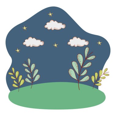 açık havada peyzaj sahne çizgi film