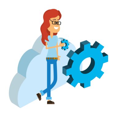 Kadın ve teknoloji izometrik