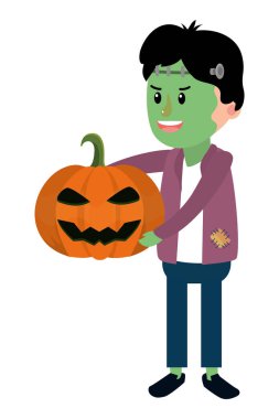 frankenstein kostüm ve kabak kötü çocuk