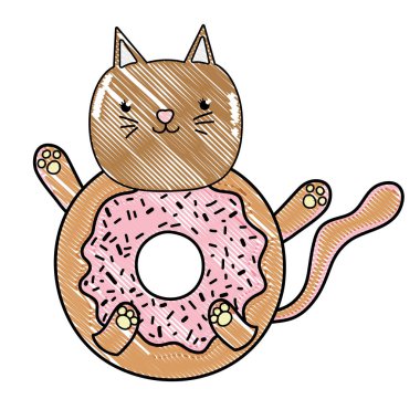 rendelenmiş kawaii mutlu kedi çörek tarzı