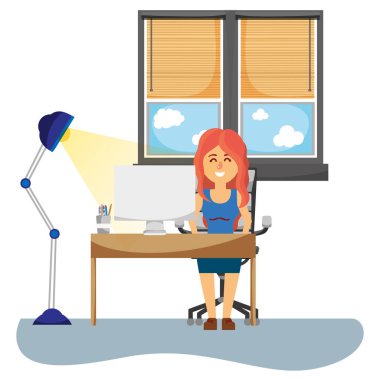 İş kadını ofiste.