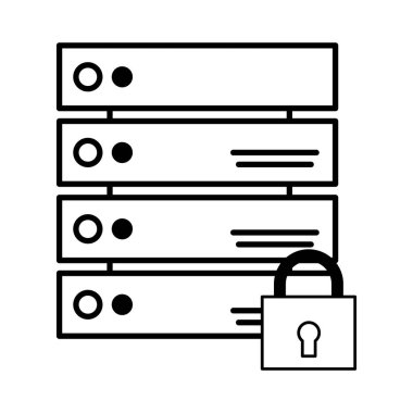 Güvenlik asma kilit destek çizgi film