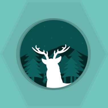 Geyiği siluet yuvarlak simgesini