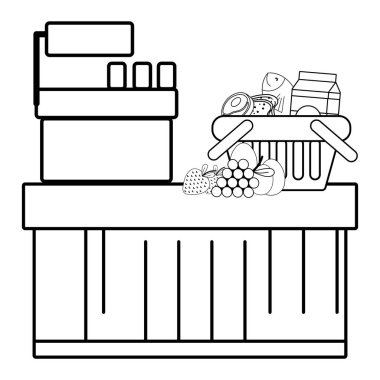 süpermarket kasiyer satınalma siyah ve beyaz