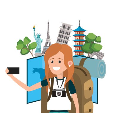 Genç backpacker turist