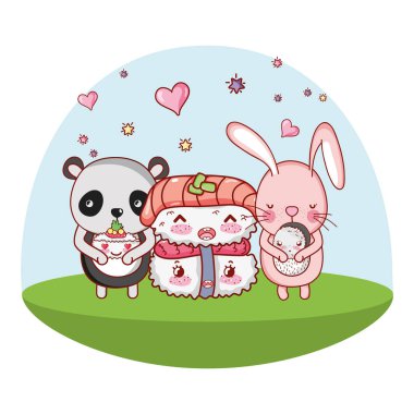 Suşi kawaii ile sevimli hayvanlar