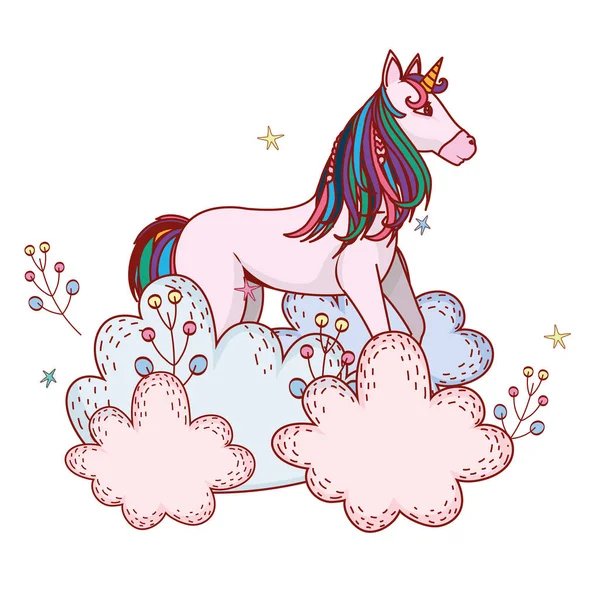 Licorne avec arbustes — Image vectorielle