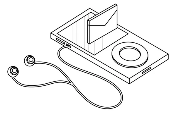 Musik-Player isometrisches Schwarz-Weiß — Stockvektor