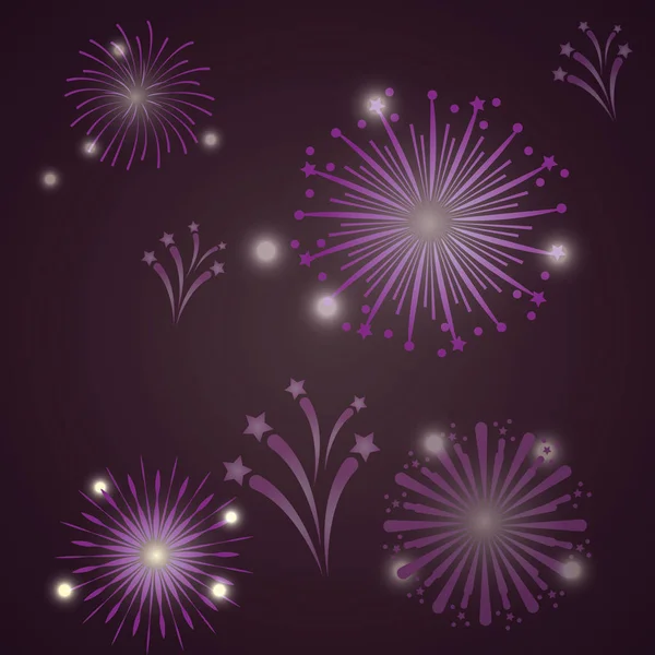 Fuochi d'artificio luminoso cartone animato — Vettoriale Stock
