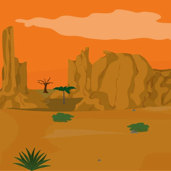 Desert landscape cartoon — Stock Vector