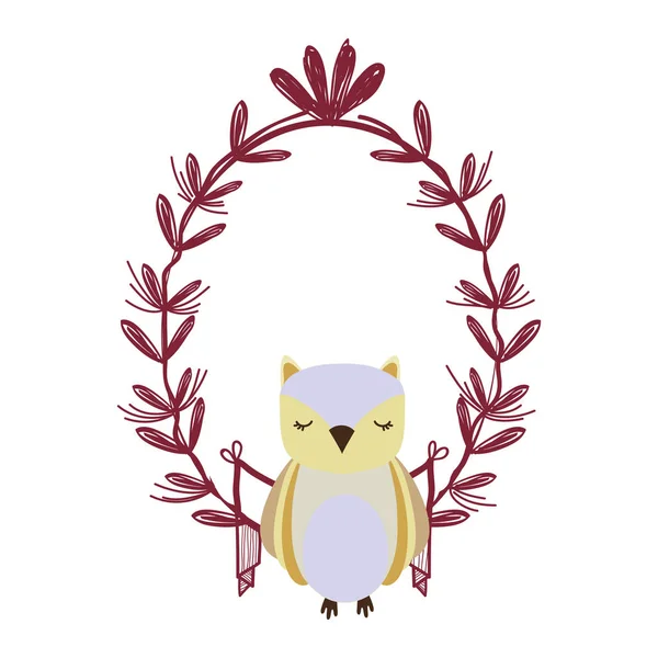 Owl with leaves — Stock Vector