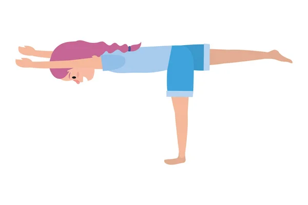 Passar kvinna utövar yoga — Stock vektor