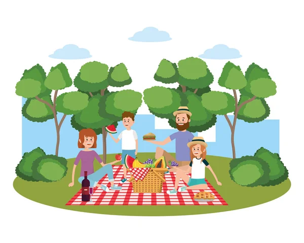 Familie beim Picknick — Stockvektor