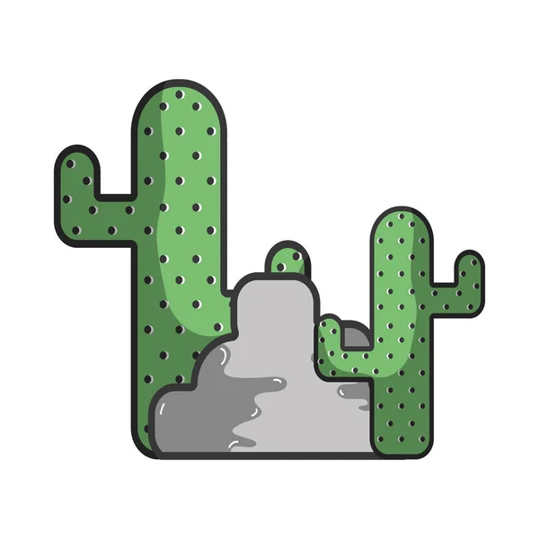 Desierto y cactus — Vector de stock