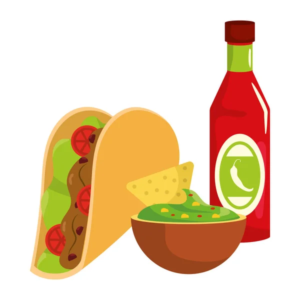 Deliciosos desenhos animados comida mexicana —  Vetores de Stock