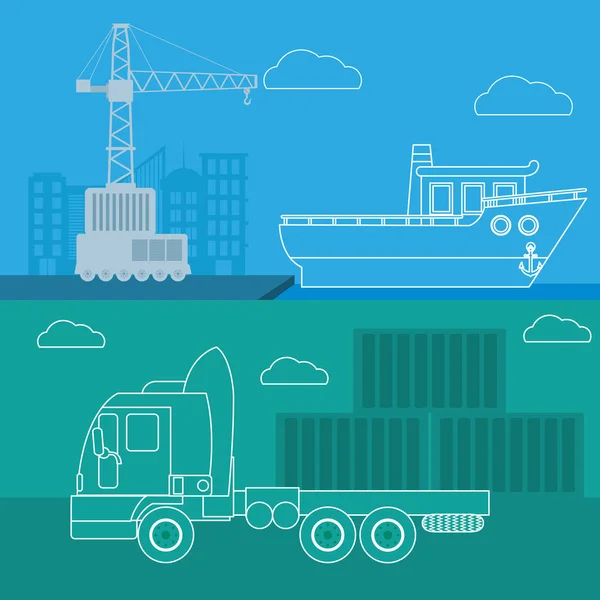 Trasporto marittimo e logistica — Vettoriale Stock