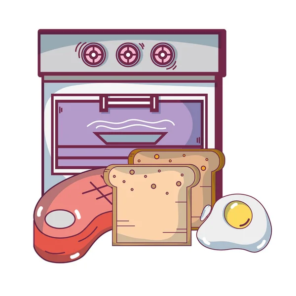 Comida de desayuno dibujos animados — Vector de stock