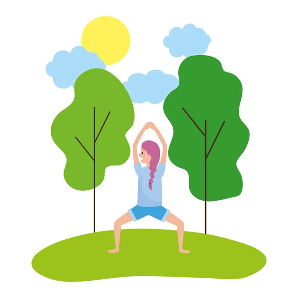 Fit woman practicing yoga - Stok Vektor